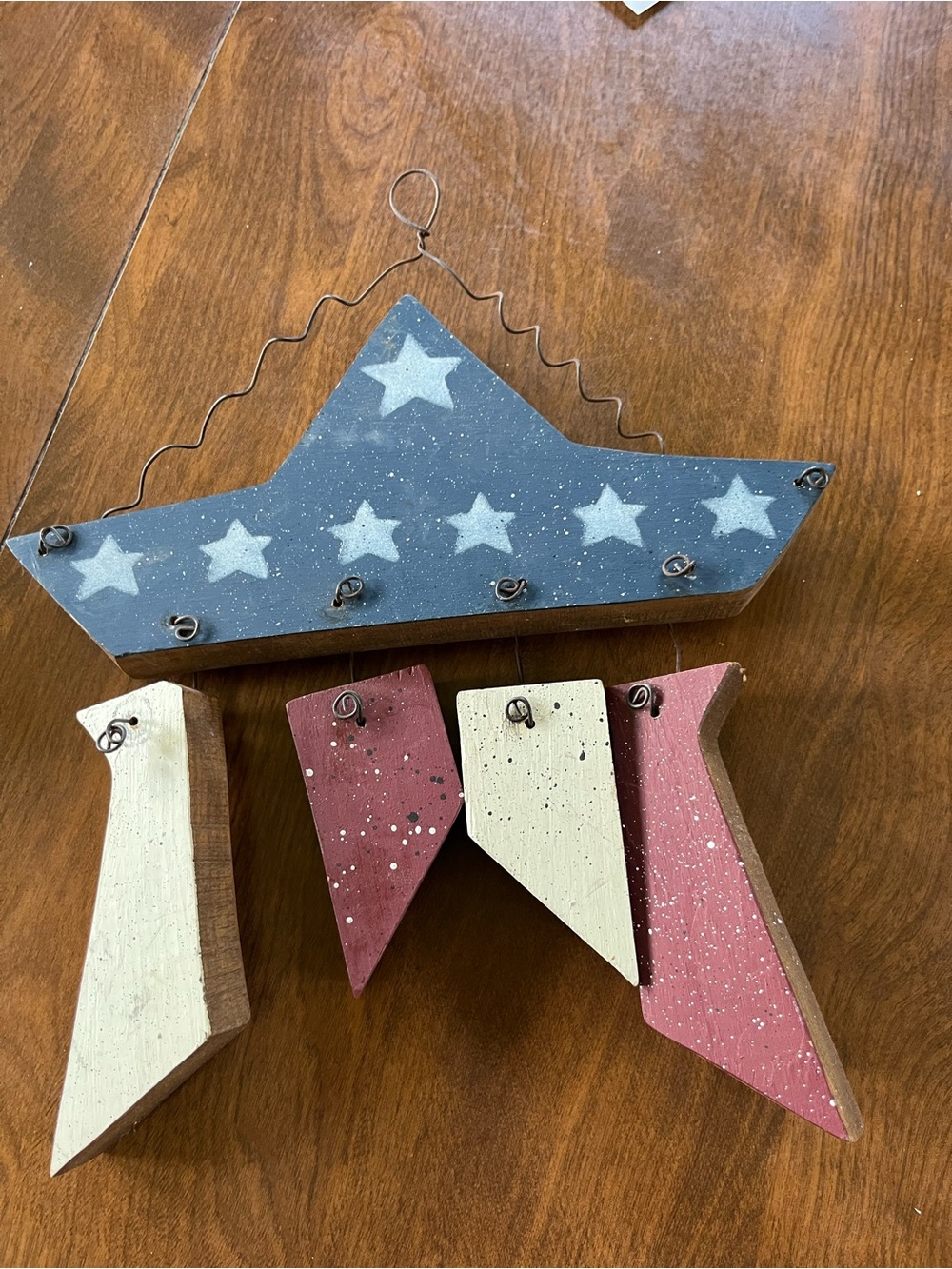 Patriotic Star Wall Hanging - Blue, Red, Cream
